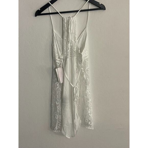 Linea Donatella S Lace Mini Slip Dress Flower Child Chemise Cover Up Babydoll - Picture 8 of 9